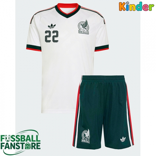 Mexiko Hirving Lozano #22 Replik Auswärtstrikot Kinder WM 2026 Kurzarm (+ Kurze Hosen)